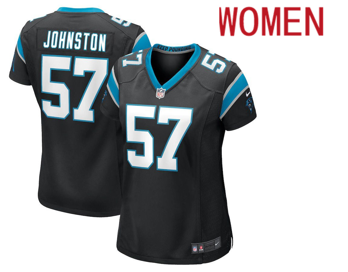 Women Carolina Panthers #57 Clay Johnston Nike Black Game NFL Jersey->women nfl jersey->Women Jersey